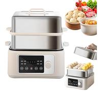 Vaporizador eléctrico de alimentos con pantalla táctil, temporizador de 24 horas, 8 funciones de menú, aislamiento de modo dual, multifuncional inteligente para cocinar saludable en casa