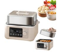 Vaporizador eléctrico de alimentos con pantalla táctil, temporizador de 24 horas, 8 funciones de menú, aislamiento de modo dual, multifuncional inteligente para cocinar saludable en casa