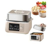 Vaporizador eléctrico de alimentos con pantalla táctil, temporizador de 24 horas, 8 programas preestablecidos, modo dual de mantener caliente, cestas apilables de acero inoxidable para una cocina