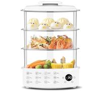 Vaporizador eléctrico de alimentos de 12 L, 900 W, vapor instantáneo en 10 segundos, 12 ajustes preestablecidos inteligentes y temporizador de 24 horas, protección contra quemaduras en seco, incluye