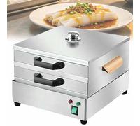 Vaporizador eléctrico de rollo de arroz, máquina de cocción de acero inoxidable de 2 capas con 2 bandejas planas para cocinar al vapor eficiente, diseño que ahorra espacio y durabilidad para rollos