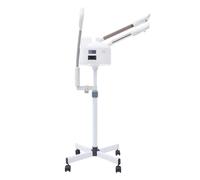 Vaporizador facial 3 en 1, vaporizador profesional con boquilla fría y caliente LED, lámpara de aumento de belleza, spa, altura ajustable 85-121 cm, humidificador combinado