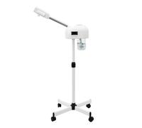 Vaporizador facial con boquilla giratoria de 360°, sauna facial de pie, rango de ajuste de altura, limpiador de poros, niebla cálida, humidificador, vaporizador facial profesional con ruedas y LCD