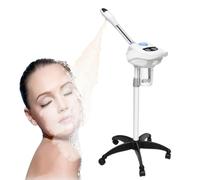 Vaporizador facial de ozono, máquina de vapor facial multifunción con boquilla giratoria de 360 ° y ruedas, vaporizador facial profesional con depósito de agua de 860 ml para salón y hogar