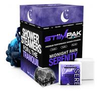 Vaporizadores de ducha para relajación | Serenity: lluvia de medianoche | XXL 80 g calmante nocturno | Citronela, vetiver, salvia, madera de cedro | Aromaterapia | STiiMPAK (paquete de 8)