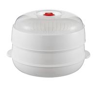 Vaporizadores para microondas, vaporizadores para microondas, horno de doble capa con tapa y bandeja, fácil de limpiar para cocinar albóndigas, verduras y cocinar alimentos