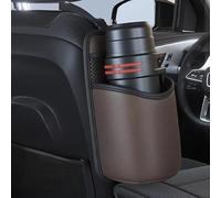 VAPORVERSE 1 Pieza Portavasos Coche para Seat Ibiza Ⅴ 6F 2021 2022 2023 2024 2025 2026 Cuero Premium Organizador con Correas Ajustables Bolsa de Almacenamiento,Brown