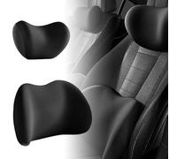 VAPORVERSE 1 Set Cojín Cuello y Soporte Lumbar para Citroen C3-XR 2019-2023, Espuma Viscoelástica Reposacabezas Ergonómico Respaldo Coche Viaje,Black