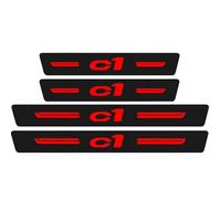 VAPORVERSE 4 Piezas Pegatina para Umbral de Fibra Carbono de Coche para Citroen C1 2012-2014 Accesorios, Protector Umbral Puerta Antidesgaste,Red