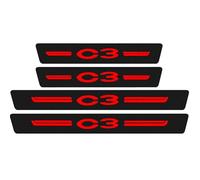 VAPORVERSE 4 Piezas Pegatina para Umbral de Fibra Carbono de Coche para Citroen C3 Origin 2024 2025 Accesorios, Protector Umbral Puerta Antidesgaste,Red
