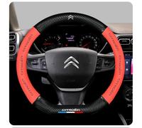 VAPORVERSE Funda de Volante para Citroen Berlingo 2018-2023, Protector de Manubrio en Cuero de Microfibra Antideslizante Cubierta Deportiva Transpirable,Red-O Shape