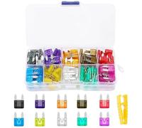 VAPORVERSE Fusibles de Cuchilla Coche para Abarth 595 2012-2016, Caja de Surtido Repuestos Automotriz Aluminio con Herramienta Extractor Accesorio