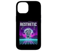 Vaporwave Aesthetic Bust Grid Palm Tree 80s Retro Carcasa para iPhone 14