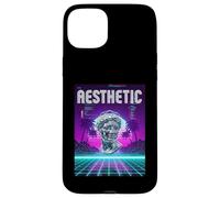 Vaporwave Aesthetic Bust Grid Palm Tree 80s Retro Carcasa para iPhone 15 Plus