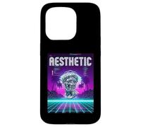 Vaporwave Aesthetic Bust Grid Palm Tree 80s Retro Carcasa para iPhone 15 Pro
