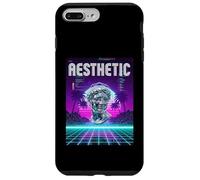 Vaporwave Aesthetic Bust Grid Palm Tree 80s Retro Carcasa para iPhone 7 Plus/8 Plus
