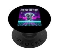 Vaporwave Aesthetic Bust Grid Palm Tree 80s Retro PopSockets PopGrip Adhesivo