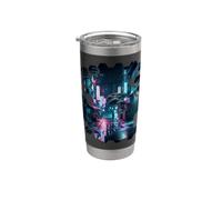 Vaporwave Aesthetic Streets of Tokyo by Night Japanese Art Vaso térmico de acero inoxidable de doble pared