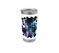 Vaporwave Aesthetic Streets of Tokyo by Night Japanese Art Vaso térmico de acero inoxidable de doble pared