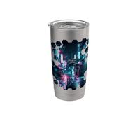 Vaporwave Aesthetic Streets of Tokyo by Night Japanese Art Vaso térmico de acero inoxidable de doble pared