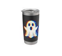 Vaporwave Fantasma de miedo Retro Halloween Techno EDM Vaso térmico de acero inoxidable de doble pared