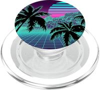Vaporwave Sunrise Sunrise Retro 80 con Rejilla Estilo Outrun PopSockets PopGrip para MagSafe