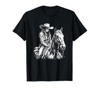Vaquera con actitud montando a caballo, arte western oscuro, negro Camiseta
