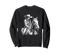 Vaquera con actitud montando a caballo, arte western oscuro, negro Sudadera
