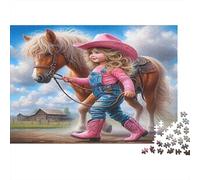 Vaquera con Caballo Puzzle 1000 Piezas Papel Reciclado para Adultos Puzzle para Adultos Juego Educativo para descompresión Excelente Idea de Regalo para la Creatividad 52x38cm/1000pcs