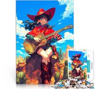 Vaquera con su Guitarra Rompecabezas para Adultos de 1000 Piezas Juguete Educativo para aliviar el estrés Juguetes de decoración del hogar 38x26cm