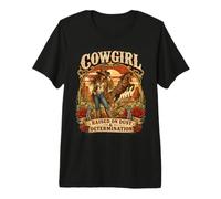 Vaquera Criada sobre Polvo y diseño de determinación Grit Tough Camiseta Premium