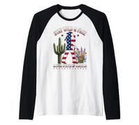 Vaquera Permaneciendo Salvaje O Libre USA Vintage Vaquera Western Camiseta Manga Raglan