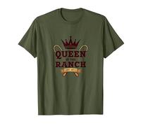 Vaquera Reina del Rancho Western Royalty EST. 1873 Camiseta, Hombre, Verde Oliva, L