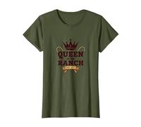 Vaquera Reina del Rancho Western Royalty EST. 1873 Camiseta, Mujer, Verde Oliva, 3XL