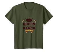 Vaquera Reina del Rancho Western Royalty EST. 1873 Camiseta, Niños, Verde Oliva, 2 años