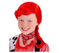Vaquera Trenza Peluca Rojo Vaquero Accesorio de Disfraz Plisado Peluca Infantil