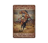 Vaqueras no destinadas a ser domesticadas Chicas aman a los caballos Cartel de chapa retro Cartel de metal Placa de cartel vintage Barra de café Decoración para el hogar al aire libre Cocina Pintura d