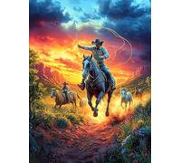 Vaquero a caballo en el bosque mágico Puzzle 300 Piezas Cartón Grueso Para Toda La Familia Cuento de Hadas de Animales y Plantas Desarrollo Lógica Agilidad Mental Actividad Hacer En Grupo Idea De Rega