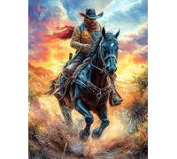 Vaquero a Caballo en un Resplandor ardiente Rompecabezas 300 Piezas Cartón Grueso para Parejas Animales y Plantas Desarrollo Habilidades Actividad Familiar Educativa Decoración Dormitorio 300 PCS