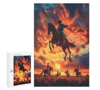 Vaquero equitación Salto Puzzle 1000 Piezas Desafío Intelectual 3DRompecabezas para Familia DIY Creativo Aliviar Estrés Decoración Hogar Estera Portátil 1000 PCS