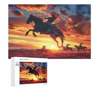 Vaquero equitación Salto Puzzle 1000 Piezas Estera PortátilRompecabezas 3D para Adultos Y Niños A 12 Años DIY Creativo Aliviar Estrés Decoración del Hogar 1000 PCS