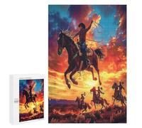 Vaquero equitación Salto Puzzle 1000 Piezas Obra De Arte ModernaRompecabezas 3D para Adultos Y Niñas A 14 Años DIY Creativo Aliviar Estrés Estera Portátil 1000 PCS