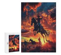 Vaquero equitación Salto Puzzle 300 Piezas Desafío Intelectual 3DRompecabezas para Familia DIY Creativo Aliviar Estrés Decoración Hogar Estera Portátil 300 PCS