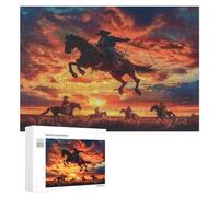 Vaquero equitación Salto Puzzle 300 Piezas Moderno DIYRompecabezas para Hombres Y Mujeres A 14 Años Aliviar Estrés Decoración Hogar Estera Portátil 3D 300 PCS