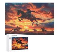 Vaquero equitación Salto Puzzles 1000 Piezas Estera PortátilRompecabezas para Adultos Y Niños A 12 Años Desafío Intelectual 3D Maquetas Construir DIY Moderno 1000 PCS