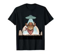 Vaquero Gato Alien Secuestro Desierto Aventura Diversión Camiseta
