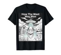 Vaquero Gato Alien Secuestro Desierto Aventura Diversión Camiseta