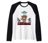Vaquero Gato Alien Secuestro Desierto Aventura Diversión Camiseta Manga Raglan