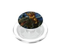 Vaquero Golden Retriever Montando un T-Rex Arte Perro y Dinosaurio PopSockets PopGrip para MagSafe