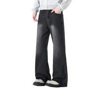 Vaquero Hombre - Vaqueros De Corte Relajado con Caída Fluida Y Sutil Acampanado para Un Estilo Moderno Y Cómodo Ideales para El Día a Día (Black XXL)